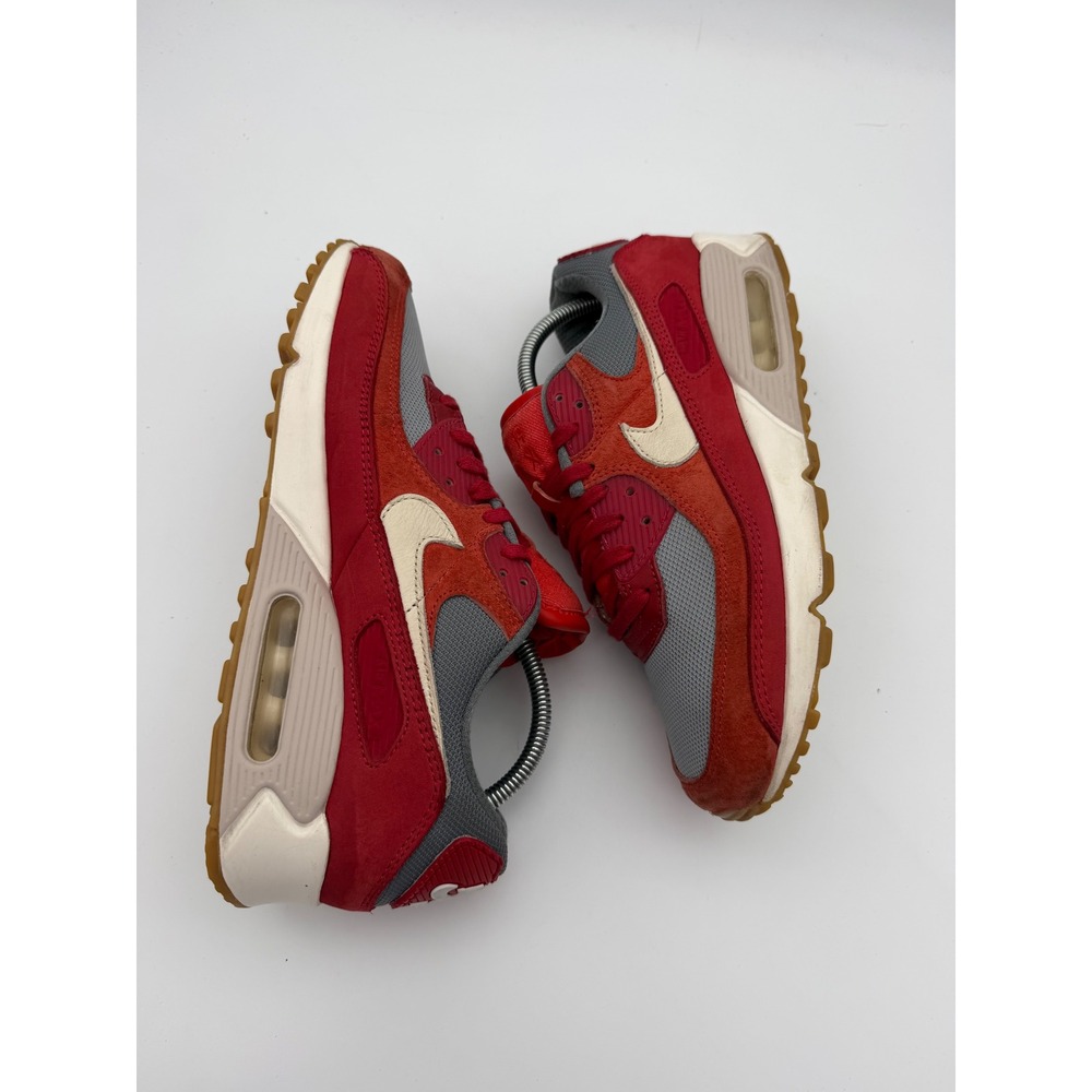 Nike Air Max 90 Mens Shoes Gym Red Grey Gum Sole DH4621-600 Size 9 - Picture 3 of 8